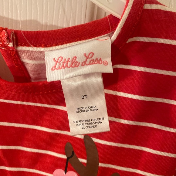 Girls Christmas Dress, Reindeer Christmas Dress, 3T Reindeer & Hearts Dress - Picture 4 of 10